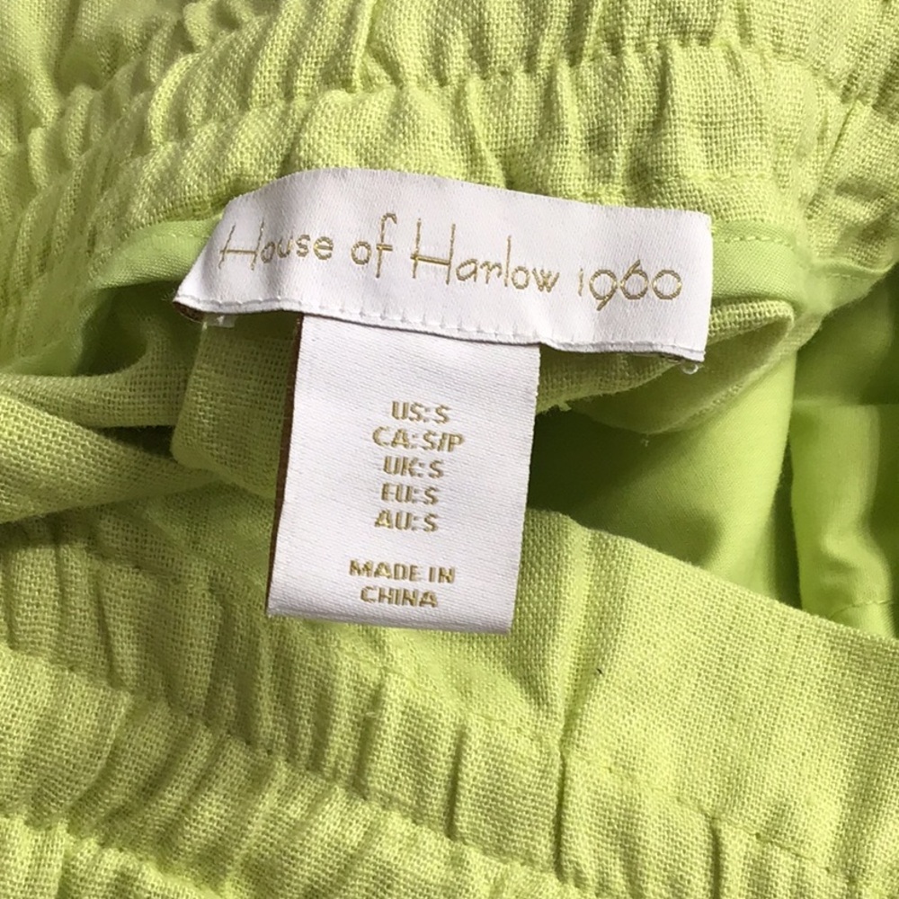 House of Harlow Green Linen Rayon Wide Leg Pants, S - Picture 8 of 11